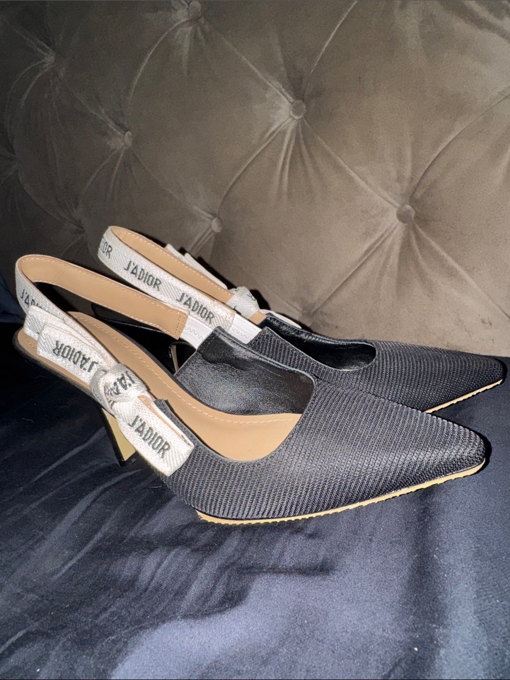 Dior J'Adior Black Slingback Kitten Heel Pumps